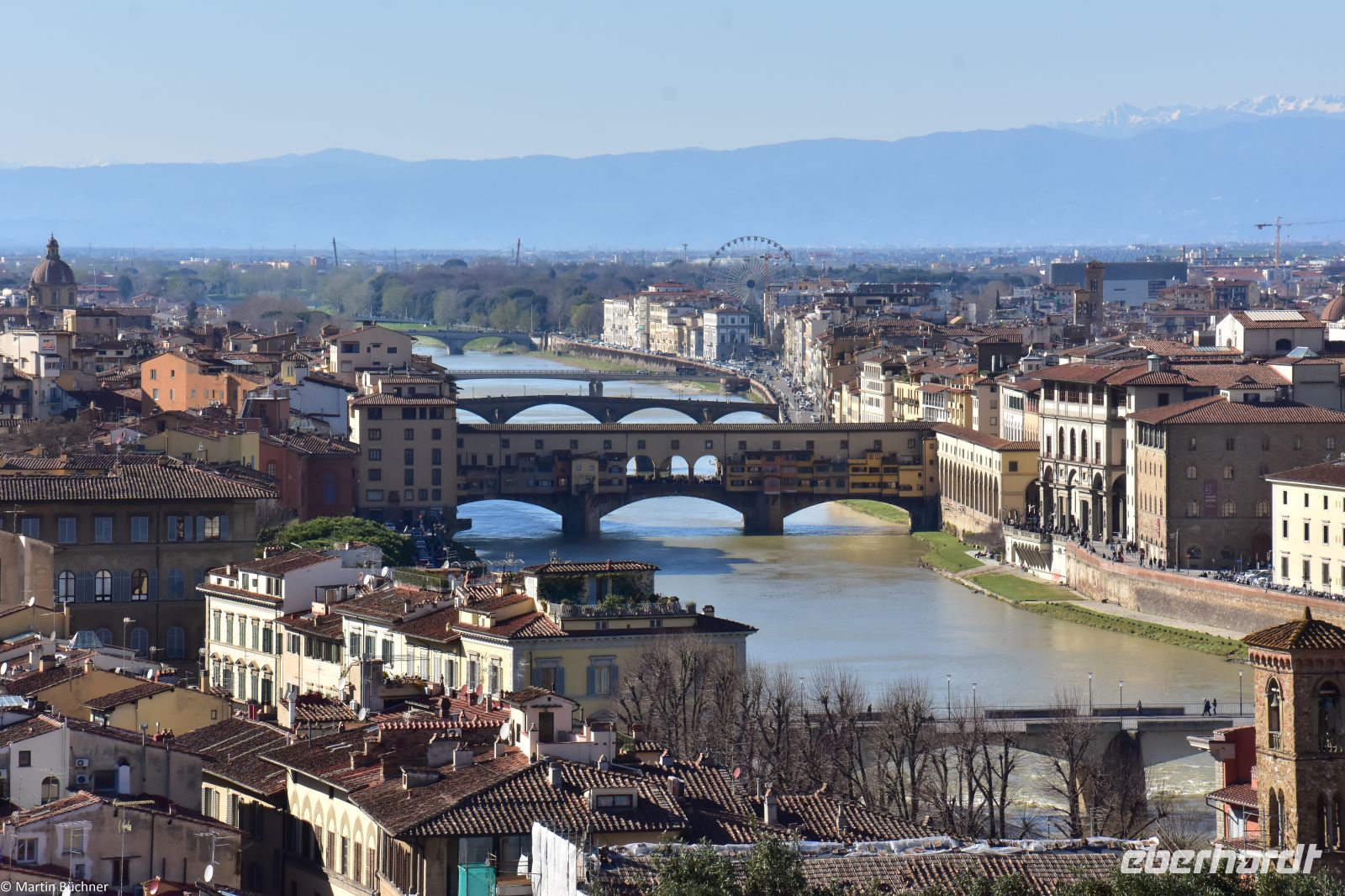 Toskana - Florenz - Firenze - Piazzale Michelangelo - Blick auf den Ponte Vecchio über den Arno