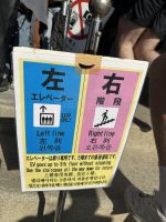 links Fahrstuhl - rechts Treppe