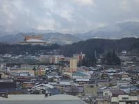 Takayama - Blick am Morgen aus dem Hotelzimmer, es hatte geschneit
