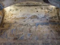 Die Fresken des Jagdschlösschens sind von großer Erzählfreude. Unten die große Badende, darüber eine Jagdszene.