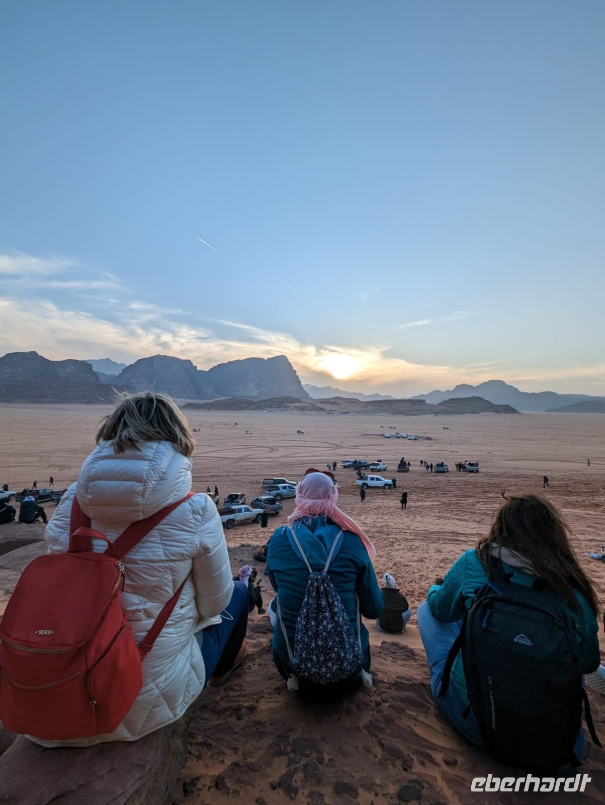 Der Sonnenuntergang im Wadi Rum, leider war es aber bewölkt