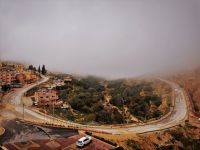 Tag 6 15.03.2023 Blick ins Tal von Petra im Morgennebel