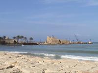 Blick zum Sea Castle in Sidon (Saida)