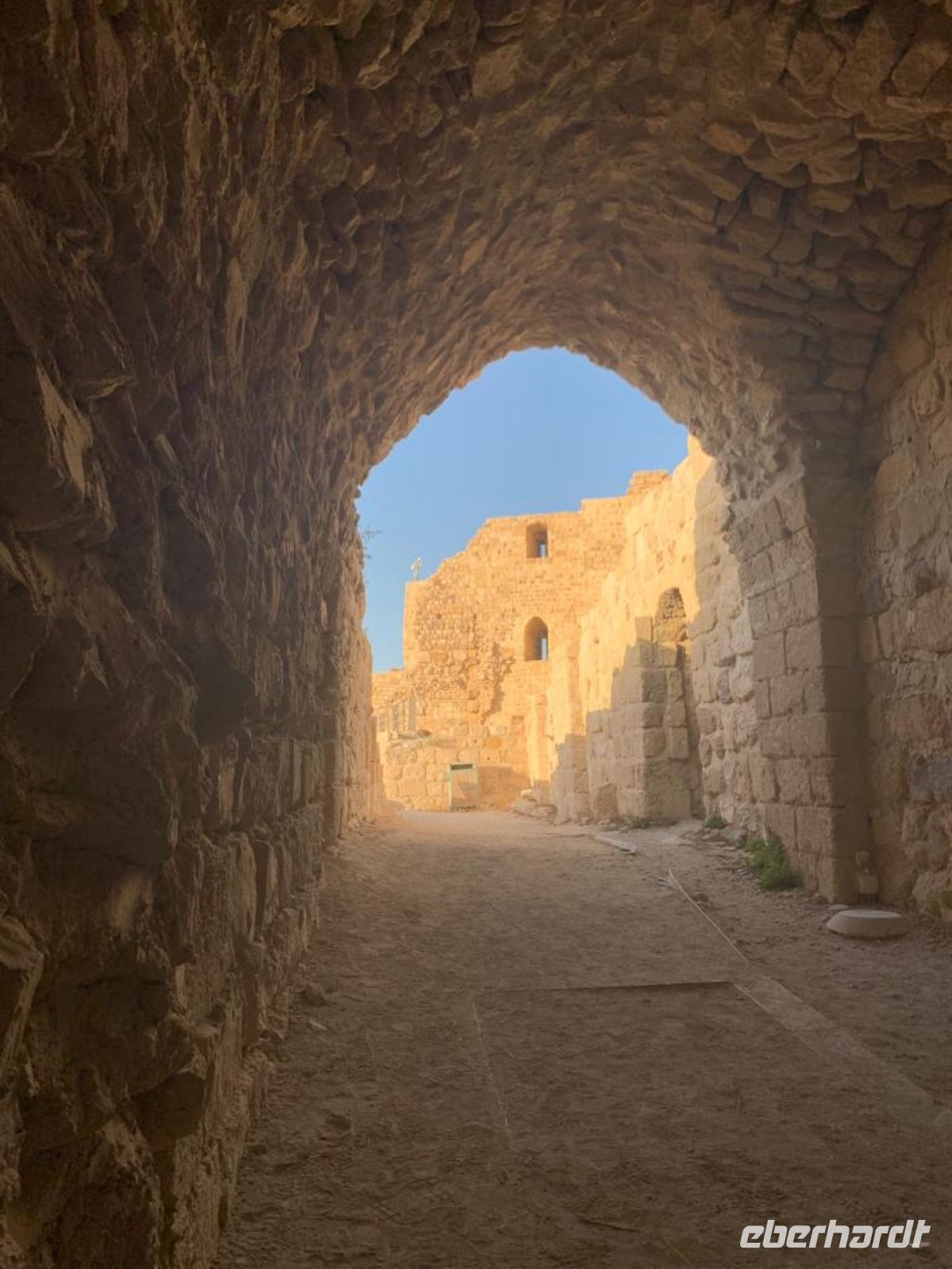 Die Festung in Kerak bei Sonnenuntergang