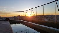 Sonnenuntergang von der Dachterrasse des Hotels 
