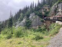 Ueber die Holzbruecke ins Tunell