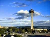 Ausblick aus dem Hilton Hotel an den Niagarafällen, vom Bett aus sozusagen