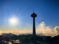 Blick vom Hotel an den Niagarafällen am frühen Morgen