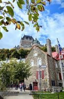 Altstadt von Quebec, Blick auf die Oberstadt mit dem charakteristischen Fairmount Hotel