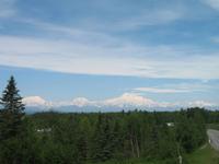 Fotostopp beim Denali State Park Visitor Information mit Blick auf den Mount McKinley 