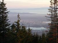 Die Sonne geht unter in Vancouver Downtown