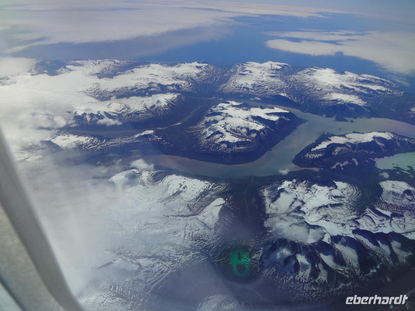 Groenland auf dem Flug nach Calgary