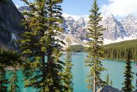 Der Moraine Lake mit Blick ins Tal der 10 Gipfel