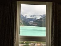 Blick vom Zimmer auf Lake Louise
