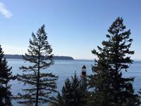 Der Leuchtturm von Lighthouse Park mit Sicht auf UBC