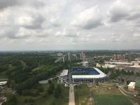 Ankunft in Montréal - Blick vom Turm des Olympiastadions auf das ehemalige Olympische Dorf