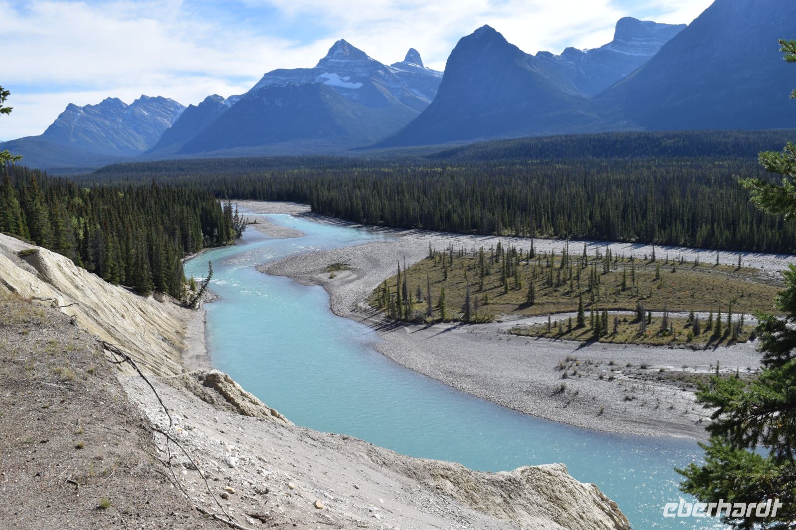 Der Athabasca-River sucht sich immer wieder ein neues Flussbett