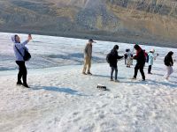 Lustiges rutschen beim Columbia Eisfeld