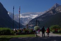 Blick vom Chateau Lake Louise auf den Victoria Gletscher