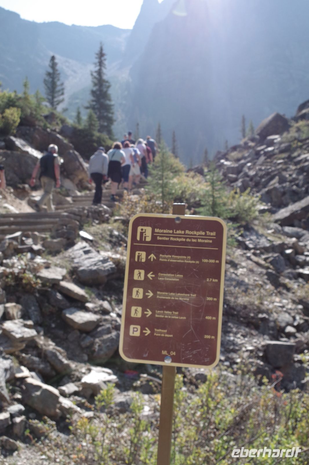 Spaziergang zum Rockpille Point am Moraine Lake