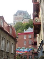 Ein Blick von der Unterstadt auf Chateau Frontenac, Quebec 
