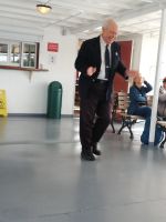 Dampfschiff am Muskoka Lake - dieser Herr erzählt uns über Muskoka Lake - Enthusiasmus pur