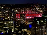 13. Tag – Abendessen im Drehrestaurant – Blick zum BC Place Stadium