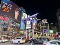 1. Tag – Ankunft in Toronto – Dundas Square bei Nacht