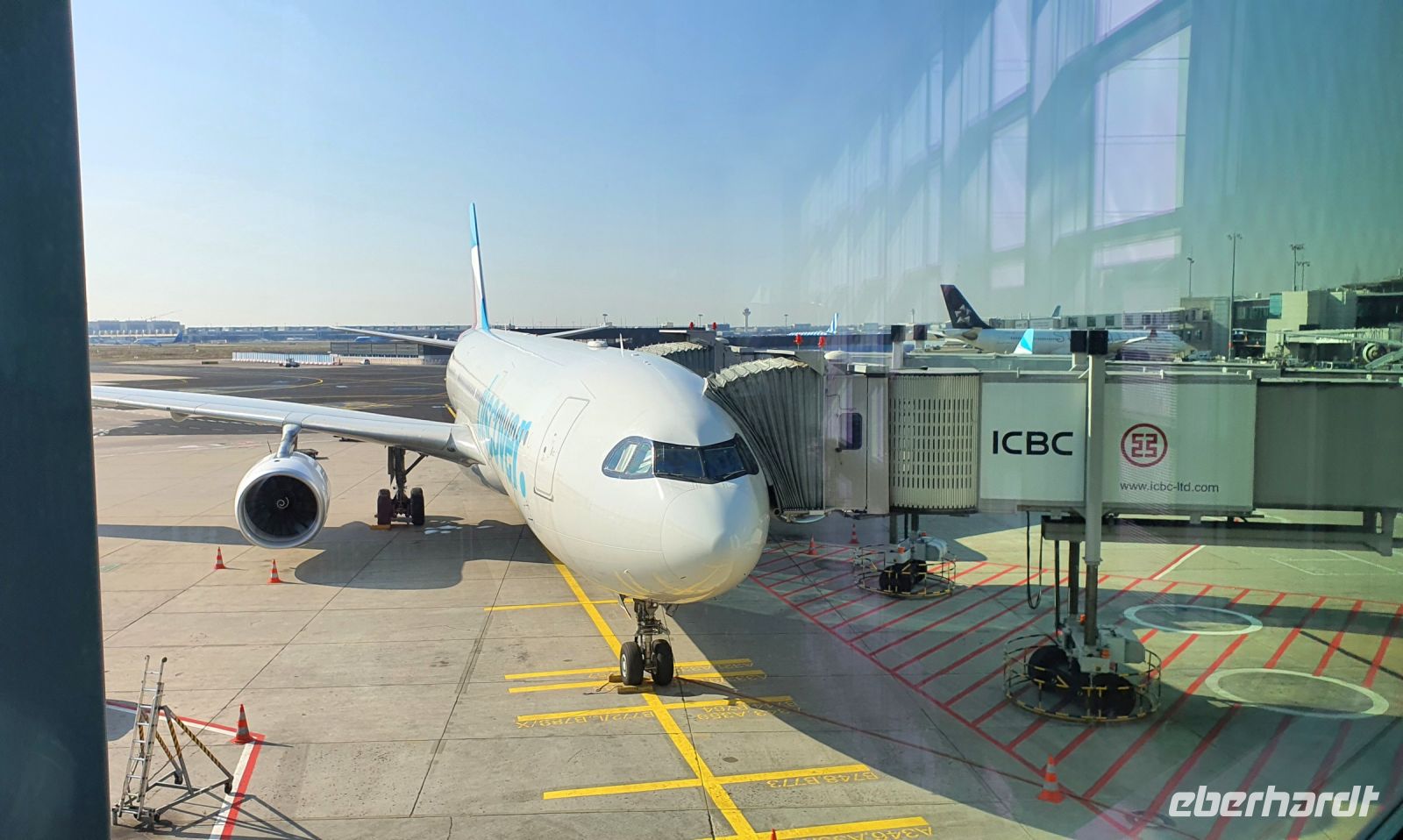 Unser Flugzeug der Lufthansa-Tochter Discover in Frankfurt