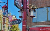 Chinesische Straßenschilder in Chinatown von Vancouver