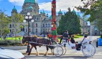 Pferdekutsche vorm Parlamentsgebäude in Victoria - Vancouver Island