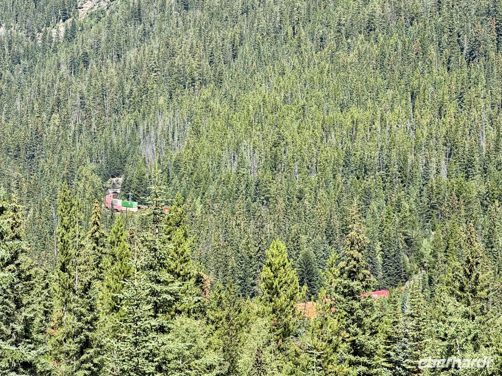 2. Tag – Calgary bis Banff – Yoho-Nationalpark – Ein Güterzug fährt durch die Spiral Tunnels