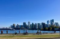 in Stanley Park Sicht auf Vancouver Skyline