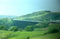 Zugfahrt durch die Prärie von Winnipeg nach Edmonton - Brücke am Battle River