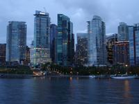 Vancouver - Blick vom Schiff auf Downtown am Abend