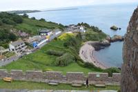 Mont Orgueil Castle auf drei Seiten vom Meer umspült