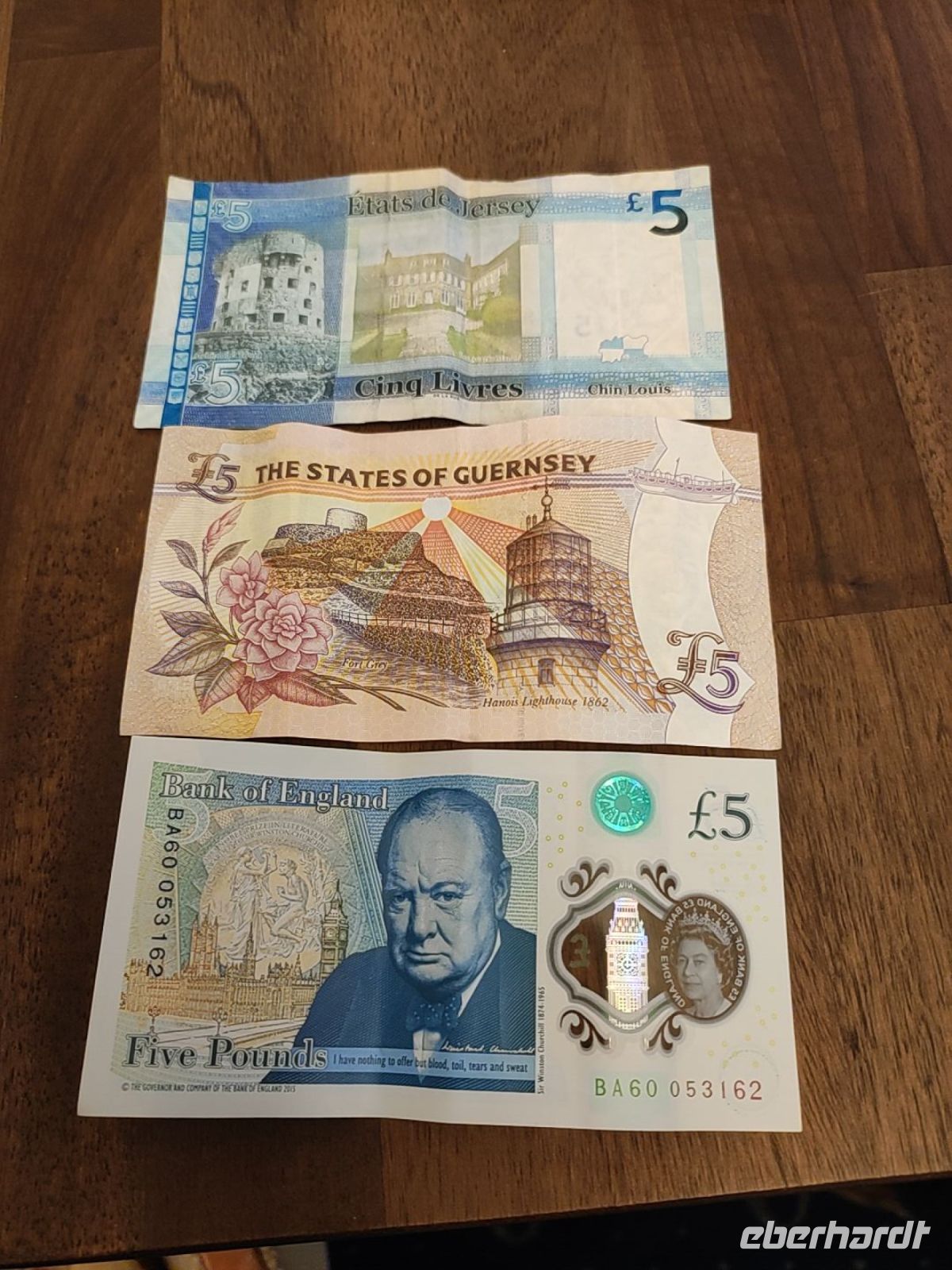 Jersey Pfund, Guernsey Pfund und Britische Pfund 