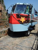 Paddledog auf Elizabeth Castle zur Rückfahrt bereit!