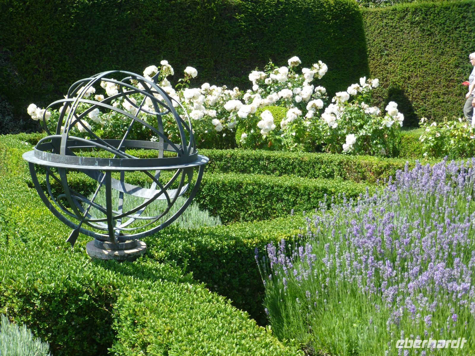 Hier werden die Rosen mit Buchsbaum in Schranken gehalten.