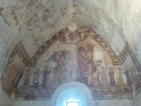 Eine Besonderheit in der Fishermen’s Chapel St. Brelade: Fresken aus dem 14. und 15 Jh. Die Verkündigung und …