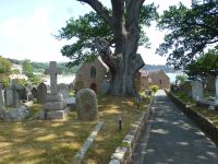 Die Kirche und der sie umgebende Friedhof geben einen schönen Blick auf die Bucht frei.