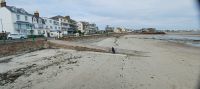 Blick auf den Strand bei Ebbe