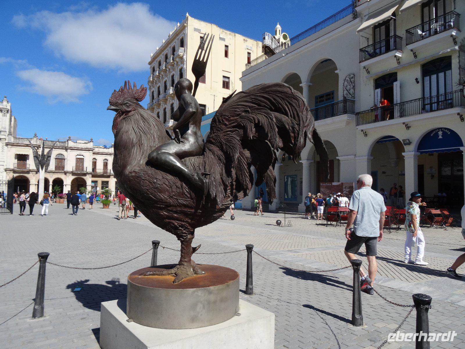 Was will uns der Hahn auf der Plaza Vieja sagen?
