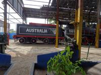 Start zur Fahrt mit der Zuckerrohbahn der ehemaligen Zuckerfabrik Australia