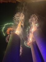 Silvester-Feuerwerk an den Lusail Towers in Doha, Katar