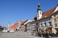 002 Maribor, Rathaus mit Pestbrunnen und Bürgerhäusern