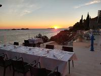 033b Dubrovnik, Abendessen im Hotel mit Sonnenuntergang