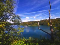 Mit dem Elektroboot gleiten wir über einen der Plitvicer Seen