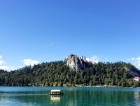 Eines der Pletna Boote auf dem Bleder See