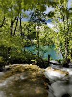 Wasser über Wasser rauscht durch den Nationalpark Plitvice